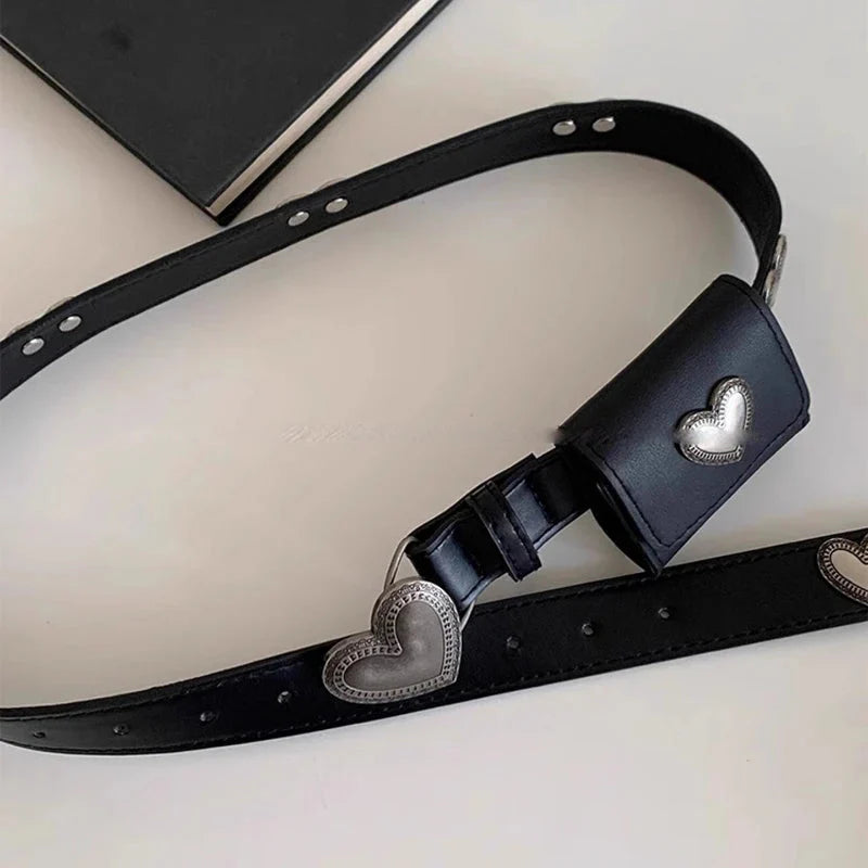 Y2k Aesthetic Belt Bags for Vintage Heart Patchwork Casual Handbags All Match Mini Streetwear Trendy Waist Packs