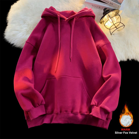 Y2k Pullover Hooded Oversize Hoody Sweatshirt Tops Solid Drop Shoulder Harajuku Streetwear Clothes