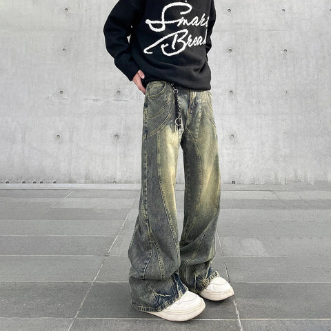 Vintage Flared Jeans Wide Leg Baggy Trousers Streetwear Distressed Original Street Y2k Denim Pants Winter