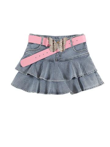 Voguable Vintage Skirts Y2k Korean Style Jean Skirt Blue Kawaii Harajuku A-Line Denim Skirt Chic Casual Clothes