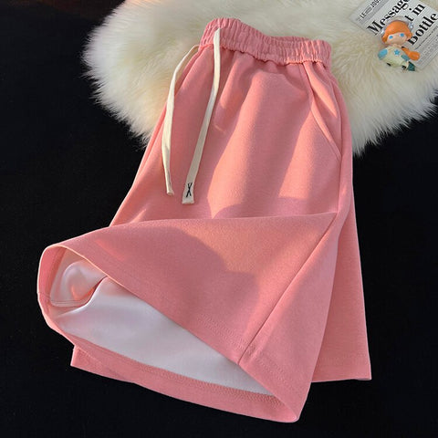 Basic Solid Casual Shorts WoBaggy Korean Trend Y2k Light Thin Short Pants Unisex Beach Trousers