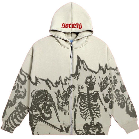 Voguable Star Letter Print Hoodie Zip Up Long Sleeve Oversized Jacket Coat Harajuku Gothic Hooded Sweatshirt Y2K Teen Clothes
