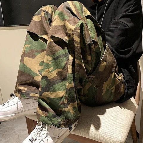 Y2K High Waist Camouflage Cargo Pants Bf Hip Hop Streetwear Loose Wide Leg Trousers Vintage Casual Jogging Pants