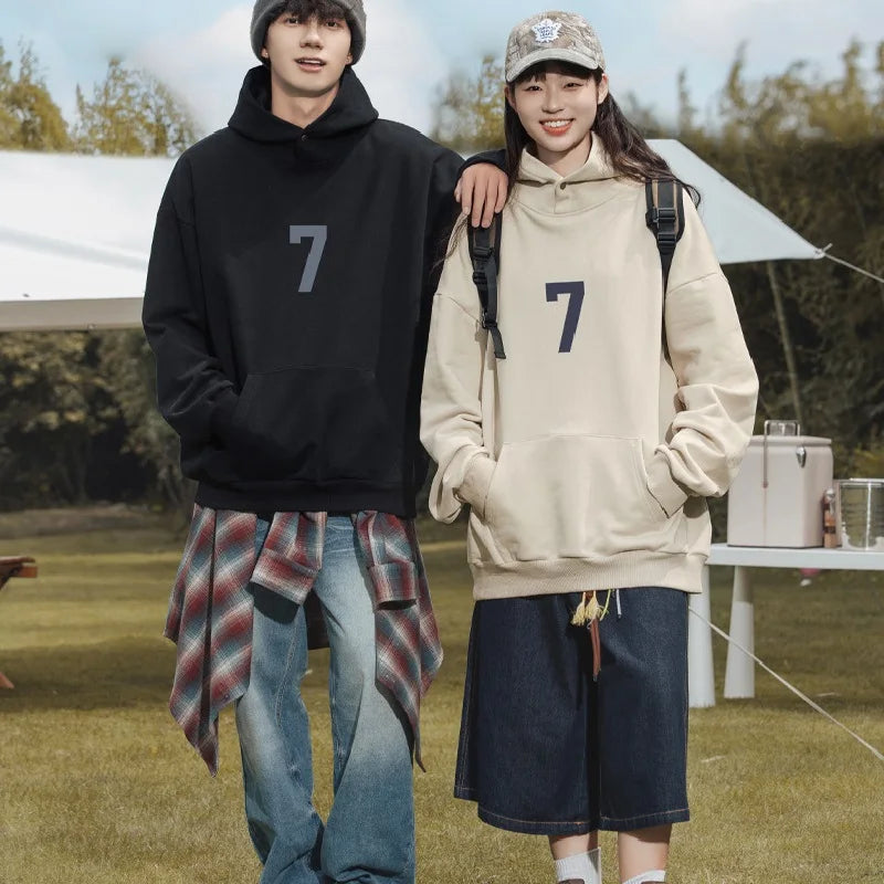 Y2k Harajuku Tide High Street Digital Print Hoodie And Winter American Retro Casual Hoodie Couple Coat Women