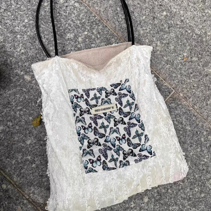 Patchwork Butterfly Luxury Design Shoulder Bags Y2k Aesthetic Chic Handbags All Match Vintage Casual Underarm Bag