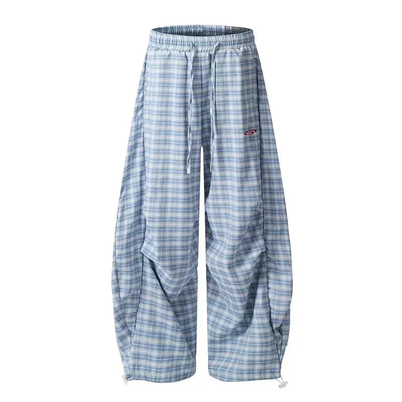 Streetwear Y2K Plaid Pants Vintage American High Waist Scimitar Pants Harajuku Oversize Loose Bf Casual Trousers New