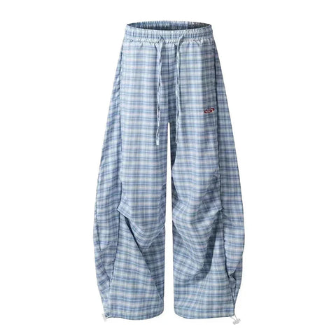 Streetwear Y2K Plaid Pants Vintage American High Waist Scimitar Pants Harajuku Oversize Loose Bf Casual Trousers New