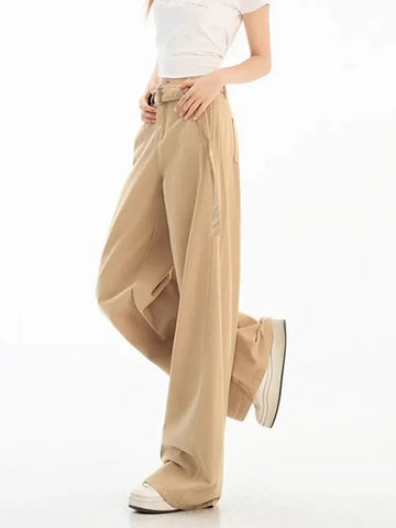 Belt Retro Khaki Jeans Y2K High Waist Loose Streetwear Denim Pants Casual American Vintage Wide Leg Trousers
