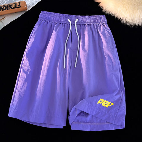 Y2k Thin Shorts Letter Printed Knee Length Shorts Japanese Man Casual Baggy Short Pants Breeches
