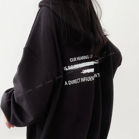Hooded sweatshirt and winter clothes winter thin loose letter mid-length clothing y2k tops
