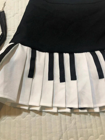 Vintage Y2K Pleated Skirt High Waist Piano Patchwork Streetwear Skirts Casual American Hip Hop Gothic Mini Skirts New
