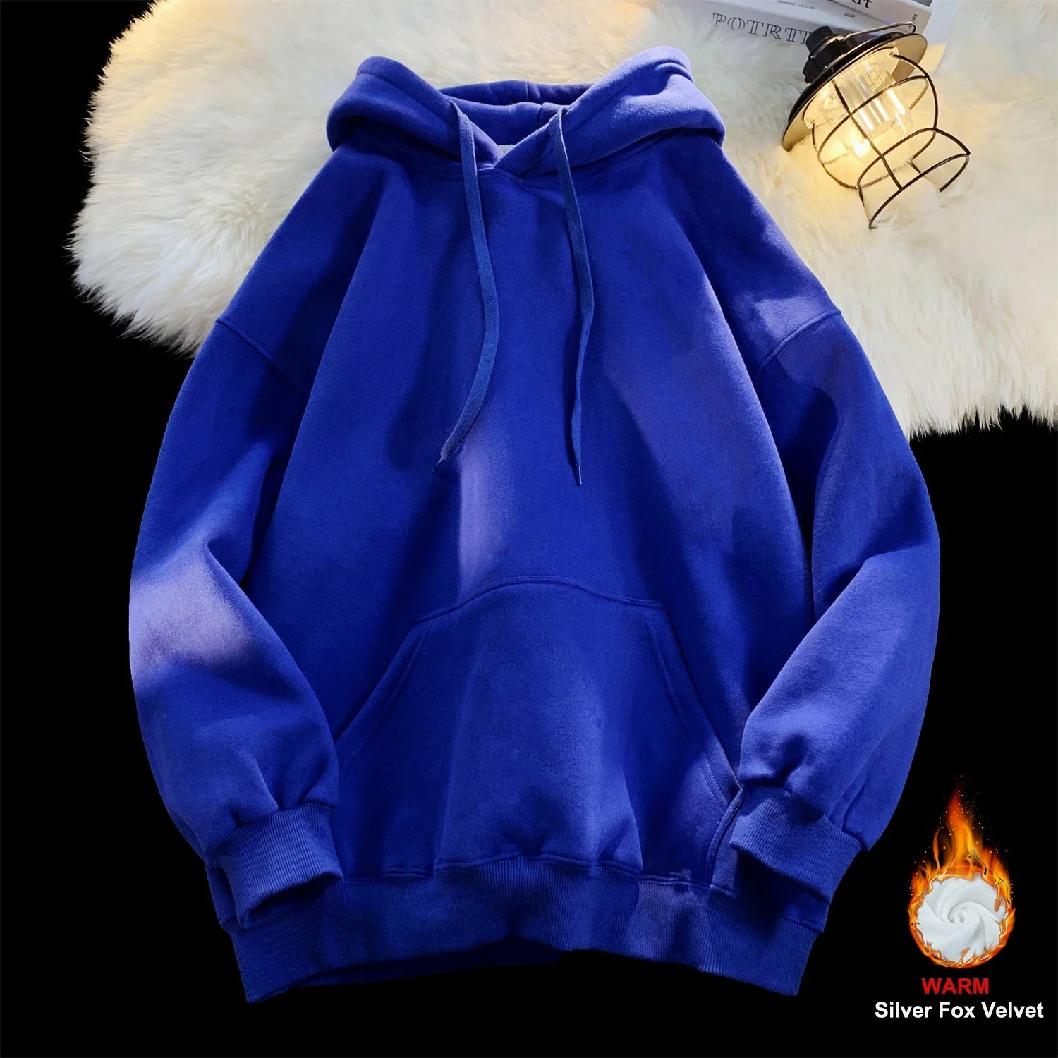Y2k Pullover Hooded Oversize Hoody Sweatshirt Tops Solid Drop Shoulder Harajuku Streetwear Clothes