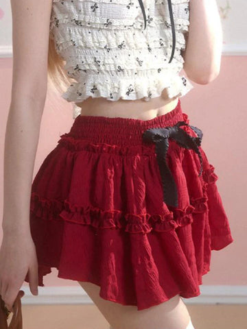 Voguable Japanese Style Kawaii Cake Skirt Lolita Sweet Cute Y2k Mini Skirt Girls 2000s Slim Korean Clothing Chic