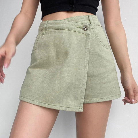 Mini Denim Skirts Slim Chic Vintage Asymmetrical Hotsweet Streetwear Design Ulzzang Student Harajuku Y2k Faldas