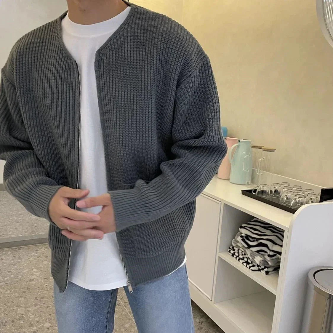 Knit Sweaters For Cardigan Warm Clothing Luxury Y2k Vintage Sweater Winter Cotton Warm Man Clothes