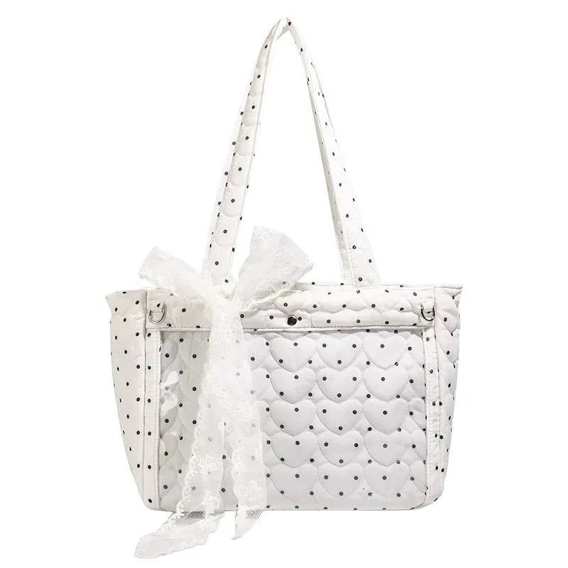 Streetwear Vintage All Match Transparent Ita Bags Casual Y2k Aesthetic Dots Underarm Bag Trendy Shoulder Handbags