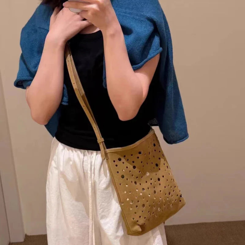All Match Travel Shoulder Bags Hollow Out Casual Vintage Y2k Aesthetic Underarm Bag Streetwear Trendy Purses and Handbags