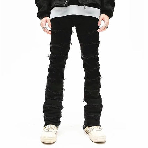 Grunge Clothes Y2K Streetwear Black Slim Stacked Jeans Pants For Kanye Hip Hop Long Trousers Vetements