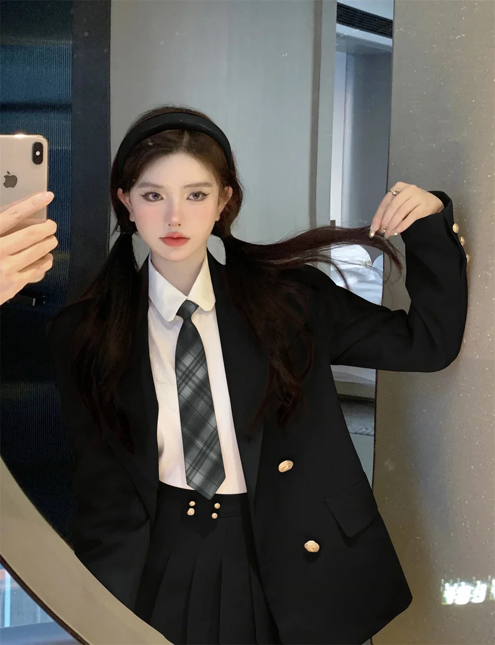 Voguable  Japanese Student JK School Uniform Korean Sweet Blazers School Girls Uniform Kawaii Mini Pleated Skirt Uniform Y2k