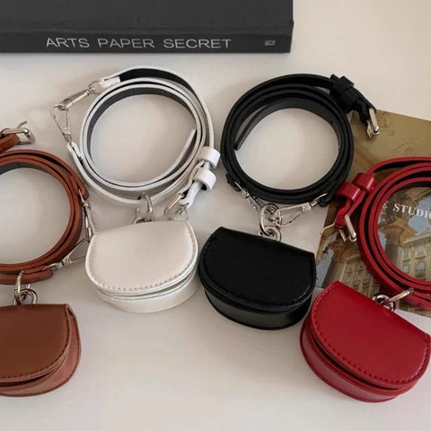 Korean All Match Mini Handbags Vintage Ins Belt Purses Solid Leather Streetwear Simple Waist Packs Y2k Aesthetic