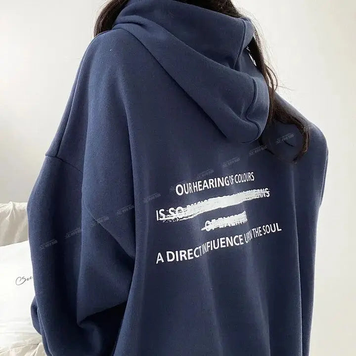 Hooded sweatshirt and winter clothes winter thin loose letter mid-length clothing y2k tops