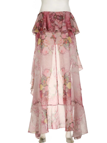 Voguable Vacation Floral Printed Ruffle Half Bodycon Skirt Low Waist Y2K Aesthetics Lace Skirt Harajuku Grunge Fairycore Clothes