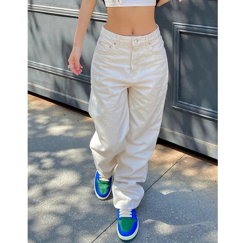 Jeans y2k Aesthetic Clothes Mid Waist Baggy Loose Trousers with Pockets Ladies Denim Pants Streetwear