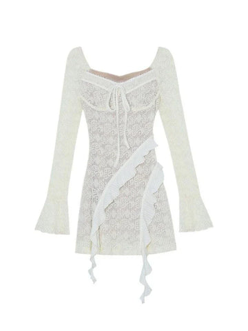 Voguable  French Elegant Y2k Mini Dress Woman Short Party Pure Color Casual Dress Office Lady One Piece Dress Korean Fashion