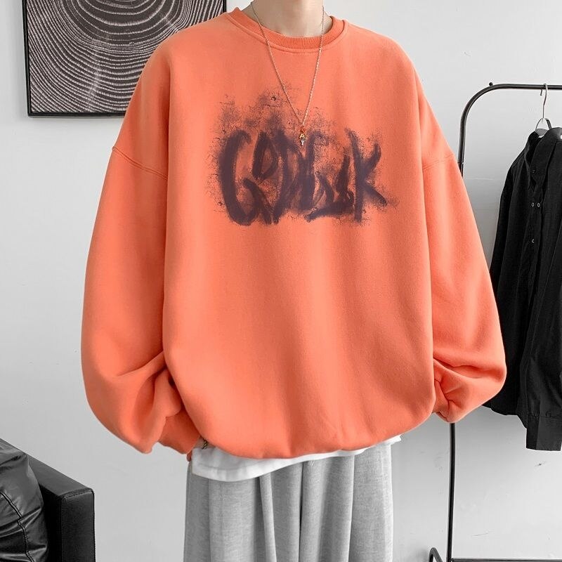 Korean Oversize Casual Sweatshirts y2k Letter Printed O Neck 5XL Unisex Hoodies Winter Pullover