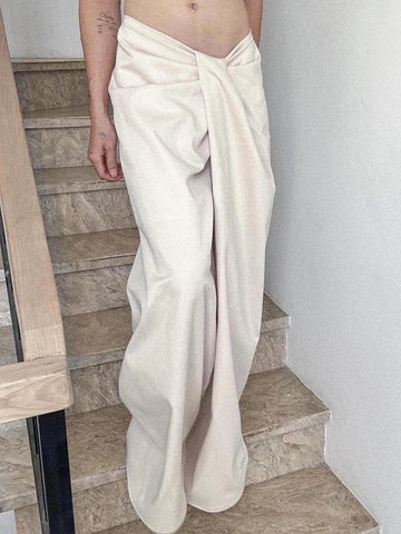 Voguable Irregular Design Low Waist Baggy Wide Leg Trousers Y2K Streetwear Loose Pants Casual pantalones