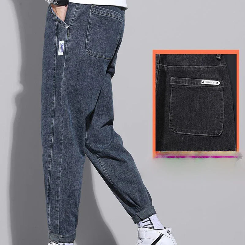 Y2K Korean Vintage Harajuku Jeans Clothes Loose Casual Trousers Stretch Leggings Trend All Match Pants