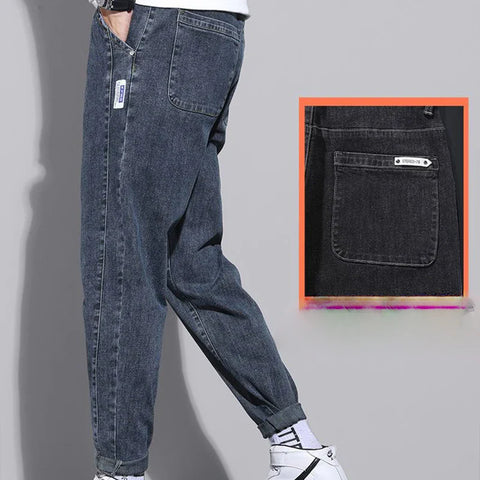 Y2K Korean Vintage Harajuku Jeans Clothes Loose Casual Trousers Stretch Leggings Trend All Match Pants