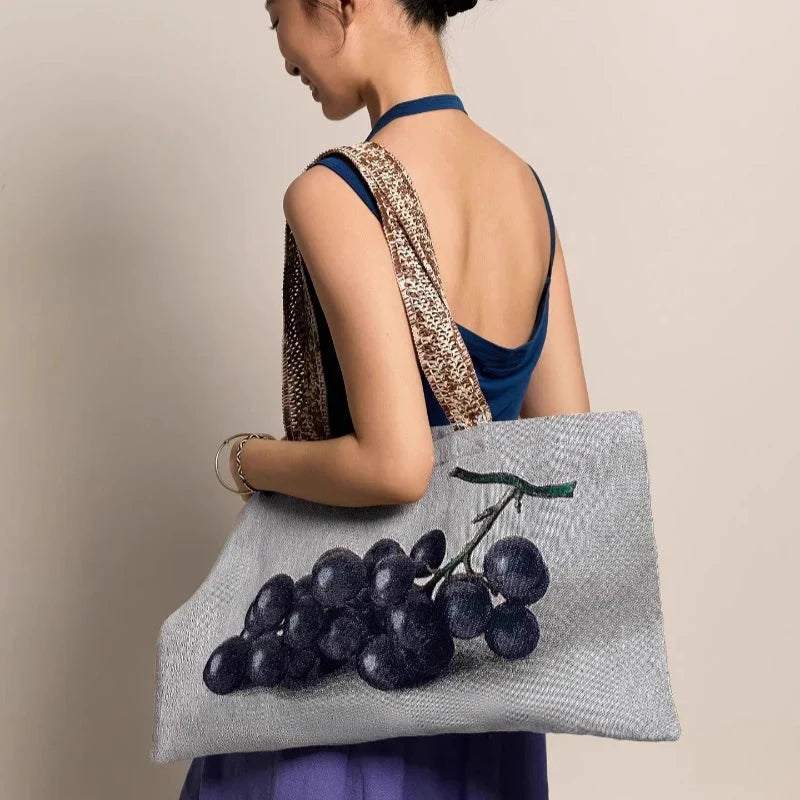 Korean Vintage Print Underarm Bag Office Lady Y2k Aesthetic Chic Handbags Japanese Casual All Match Shoulder Bags Women
