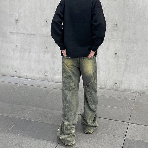 Vintage Flared Jeans Wide Leg Baggy Trousers Streetwear Distressed Original Street Y2k Denim Pants Winter