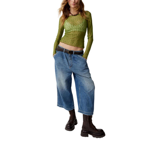 Lace Tops for y2k Clothes Sheer See Through Round Neck Long Sleeve Ruched T Shirt 2000s Clothing Party Clubwear