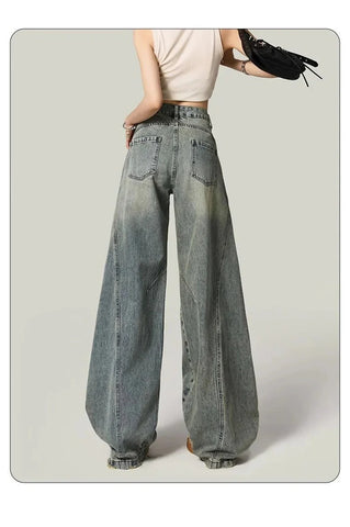 Y2K Hole Jeans Streetwear American Retro High Waist Loose Denim Pants Casual Hip Hop Vintage Pockets Lady Gothic Trousers