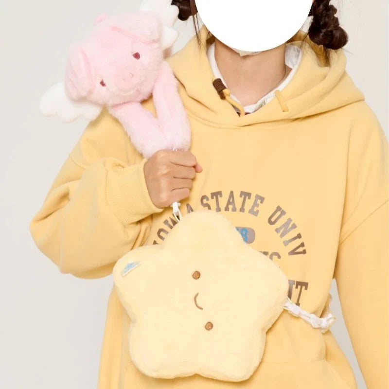 Patchwork Fluffy Cartoon Star Top-Handle Bags Sweet Y2k Aesthetic Chic Shoulder Bag Kawaii Cute Handbags Purses