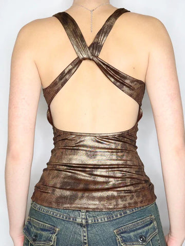 Voguable Vintage Leopard Print Camisole Y2K Aesthetic Sleeveless Crop Tops Coquette Tank Top Harajuku