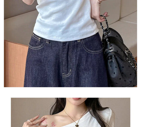 Solid Off Shoulder Short Sleeve T Shirt Simple Basic Single Sleeved Jumper Top Streetwear Slim Fit FeY2K Clothes Tees