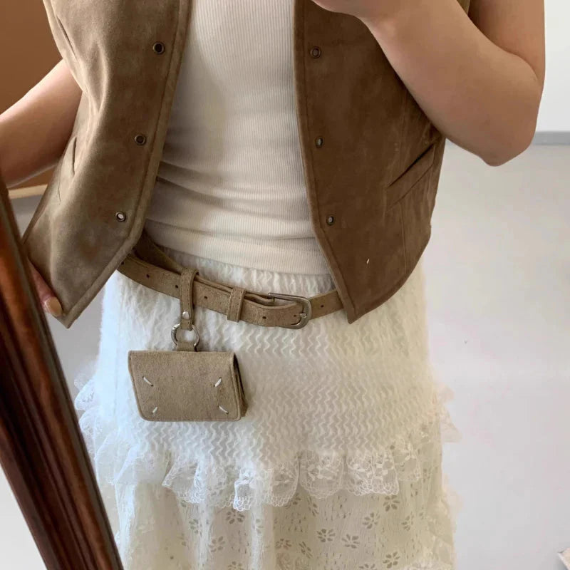 Y2k Aesthetic Frosted Simple Waist Packs Korean All Match Solid Bags Streetwear Vintage Trendy Ins Femlae Handbags