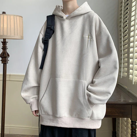 Voguable  Hoodies Streetwear Vintage Embroidered Suede Hooded Sweatshirt High Quality Hoodie Luxury Brand Unisex Pullover Y2k Clothing