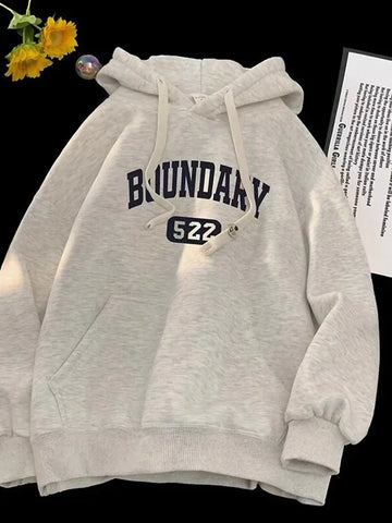 Retro Casual High Street Hoodies For Letter Print Pullover Hooded Sweatshirts Oversized Y2K Hoody Clothing