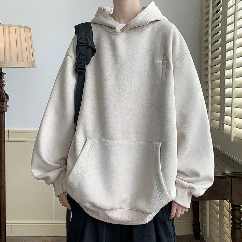 Voguable  Hoodies Streetwear Vintage Embroidered Suede Hooded Sweatshirt High Quality Hoodie Luxury Brand Unisex Pullover Y2k Clothing