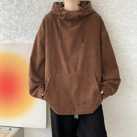 Voguable  Harajuku Corduroy Hoodies High Quality Streetwear Loose Y2k Hip Hop Hooded Sweatshirts Couple Clothing FePullovers