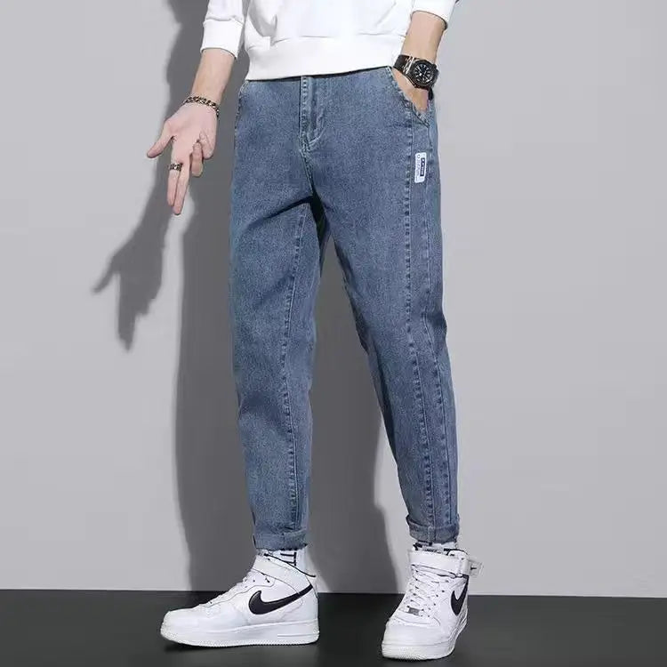 Y2K Korean Vintage Harajuku Jeans Clothes Loose Casual Trousers Stretch Leggings Trend All Match Pants