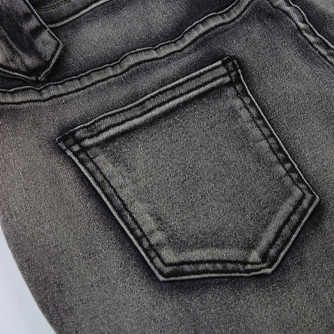 Voguable Vintage Washed Flare Jeans Pants Low Waist Streetwear Y2K Slim Fit Boot Cut Pants Grunge Denim Trousers pantalone