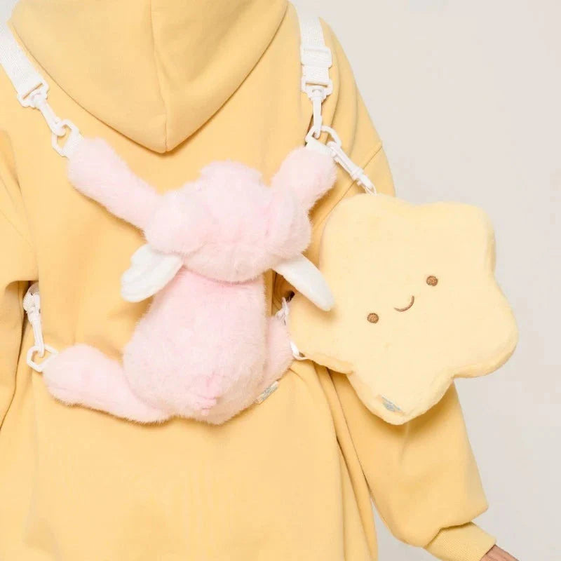 Patchwork Fluffy Cartoon Star Top-Handle Bags Sweet Y2k Aesthetic Chic Shoulder Bag Kawaii Cute Handbags Purses