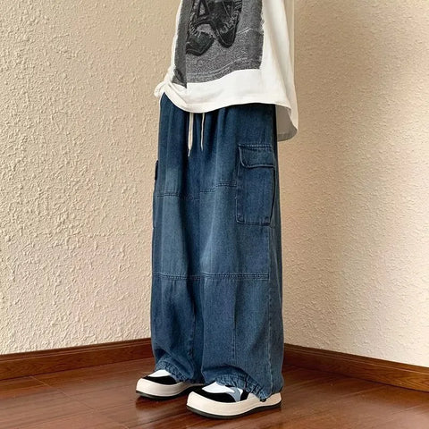 Y2k Style Casual Hip Hop Jeans for Wide Leg Loose Straisht Cargo Trousers Harajuku Streetwear Pants