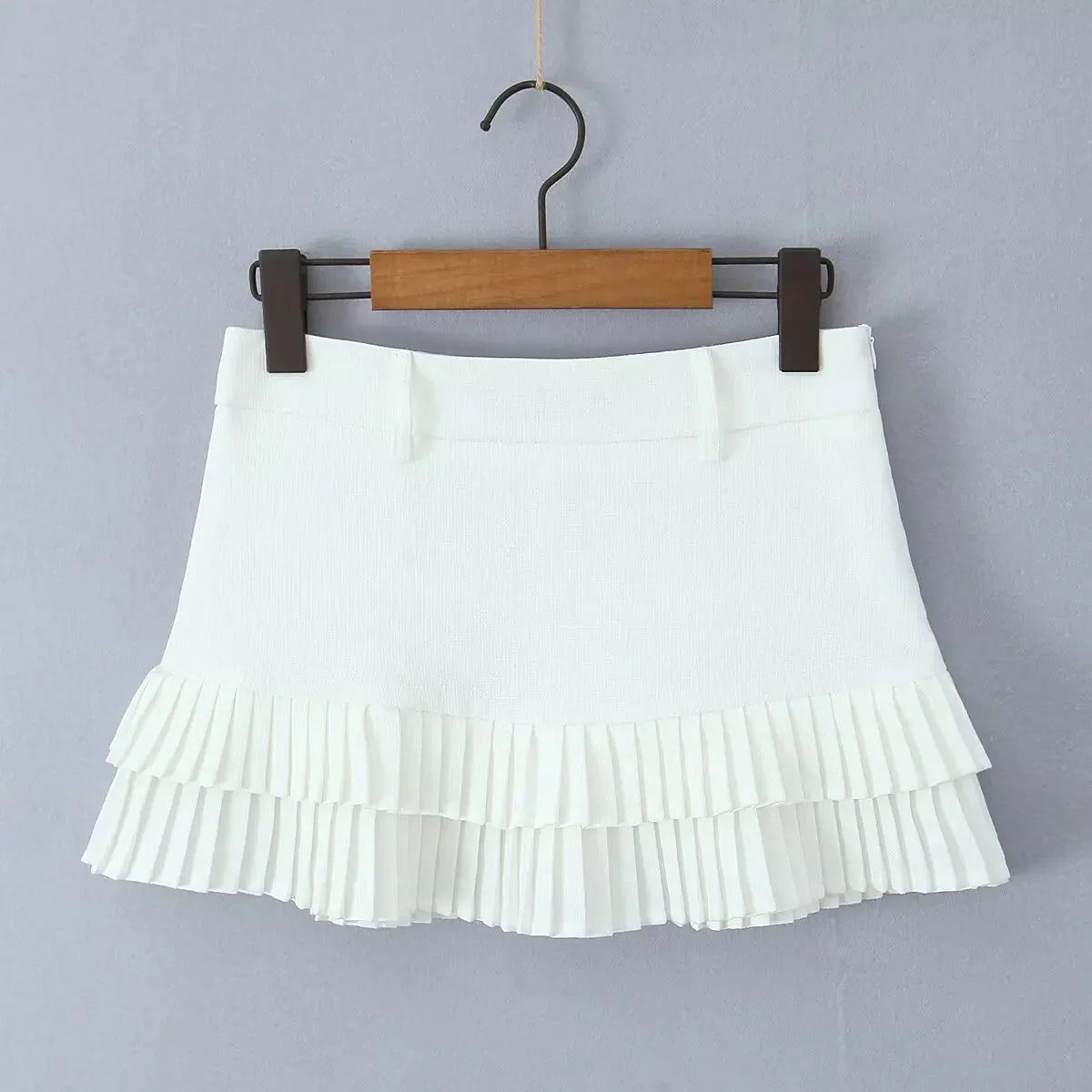 Cool Girl Y2K Pleated Mini Skirt Low Waist Short Skater Skirts With Shorts Lining