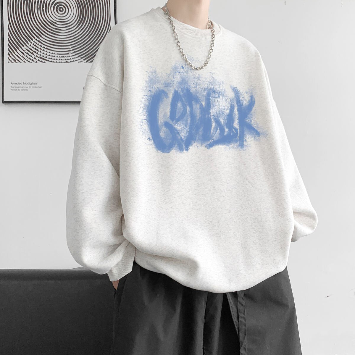 Korean Oversize Casual Sweatshirts y2k Letter Printed O Neck 5XL Unisex Hoodies Winter Pullover
